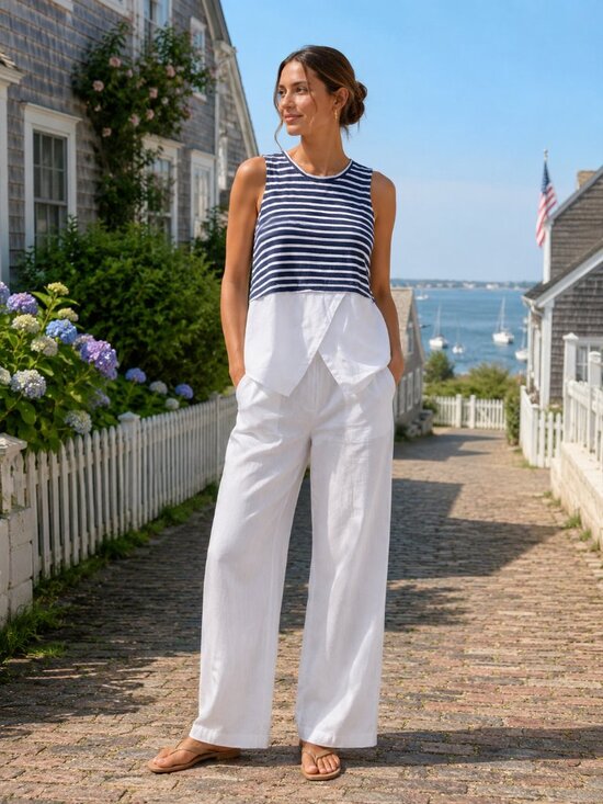 Anthropologie Tops - Anthropologie SUNDAY IN BROOKLYN Faux Layered Nautical sleeveless shirt